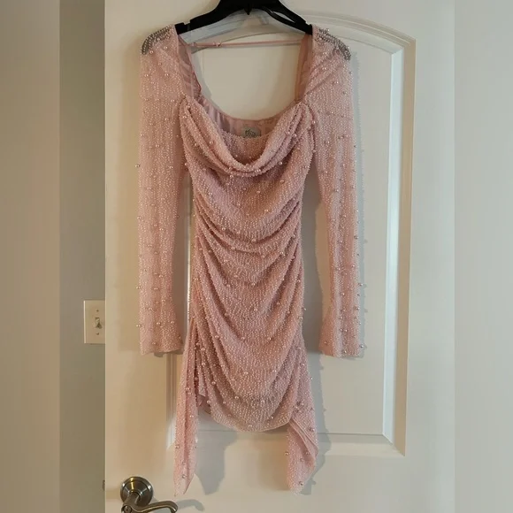 Princess Polly Pink Beaded Dress SZ 2 - Picture 2 of 6